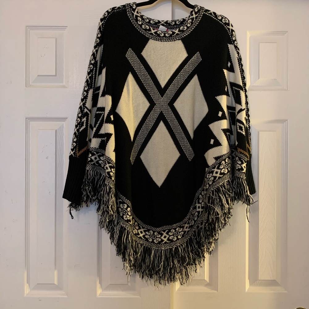 Fringe Poncho Sweater